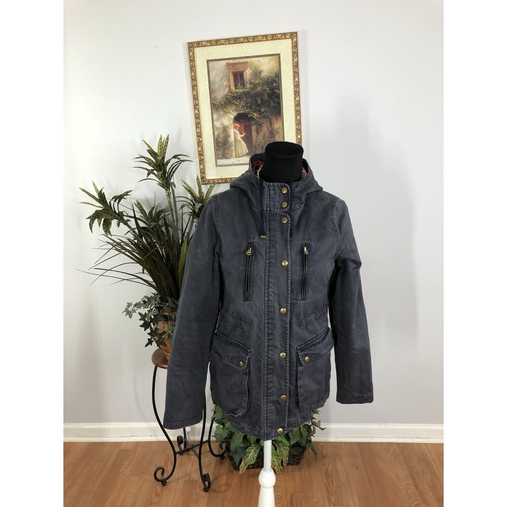 Topshop Petite Jacket Coat Women’s 6 Parkas Blue Full‎ Zipper Front Long Sleeve